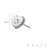 316L SURGICAL STEEL THREADLESS PUSH IN CLEAR CENTER CZ HEART TOP PART